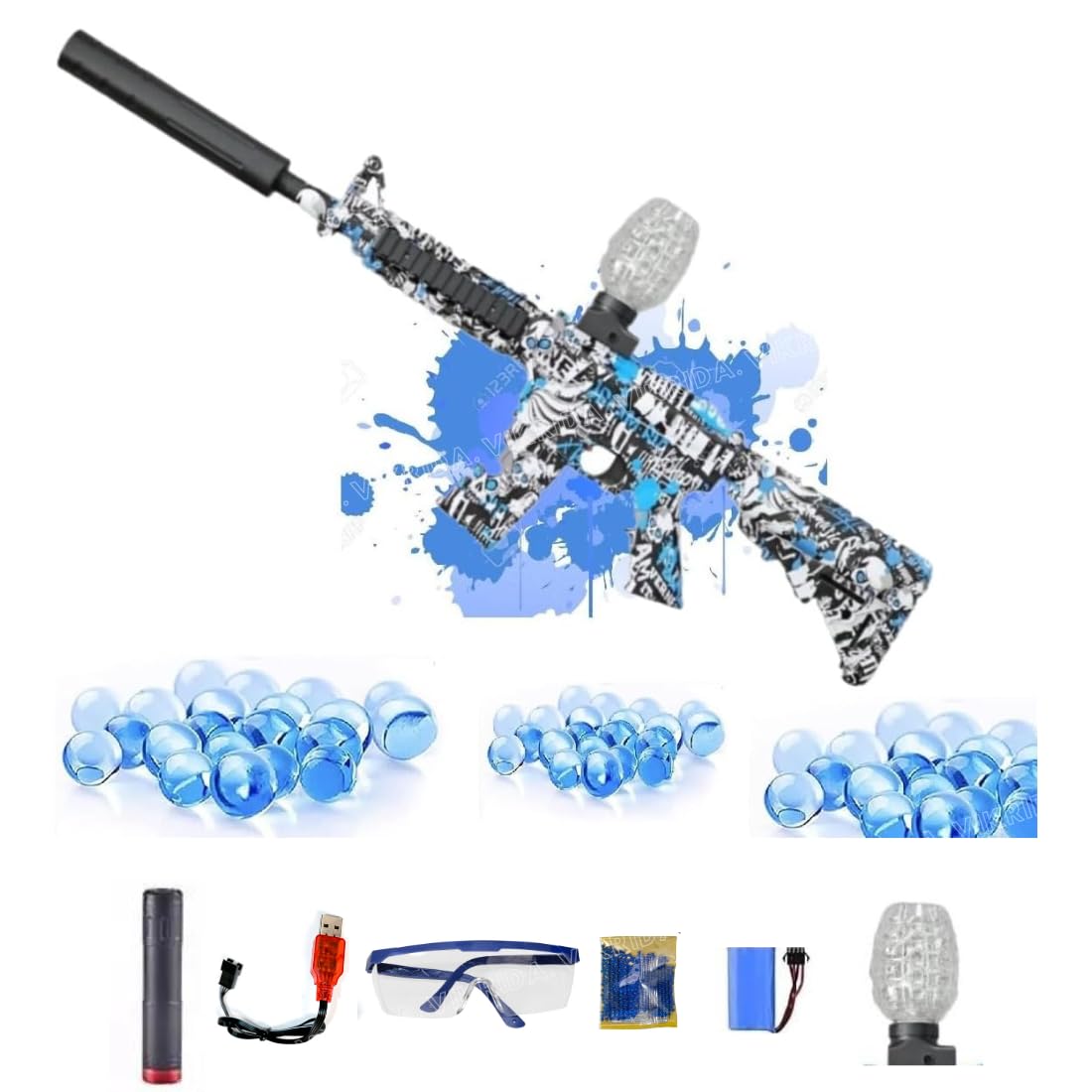 VikriDA Electric M416 Gel Blaster Gun with 5000 Gel Balls, Battery Gun ...